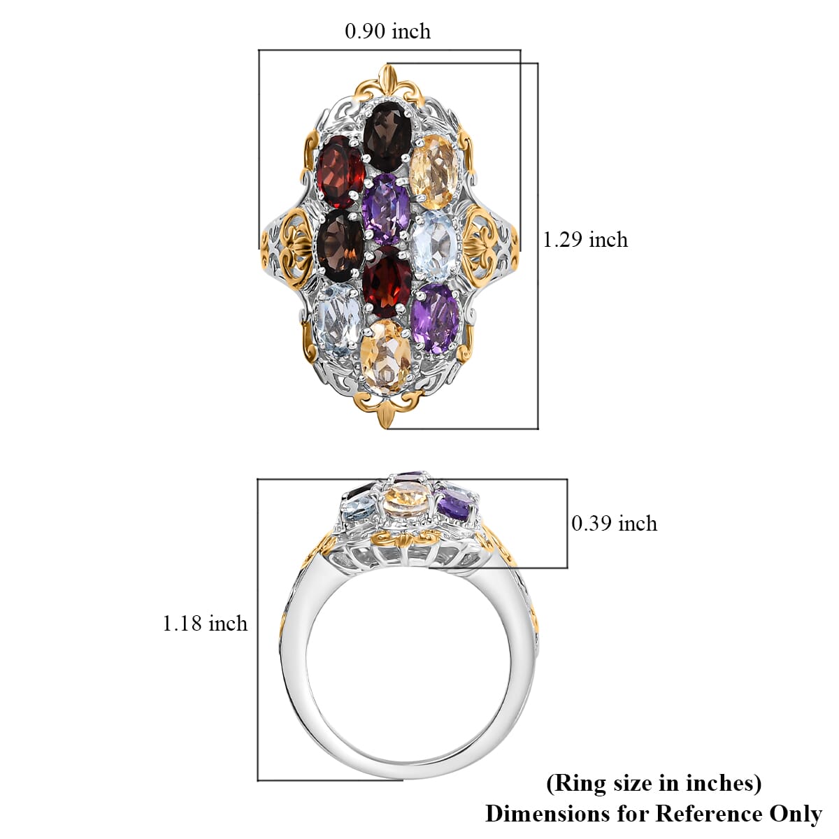 Mozambique Garnet, Multi Gemstones Ring in 18K YG Plated and Platinum Bond (Size 8.0) 4.80 ctw image number 5