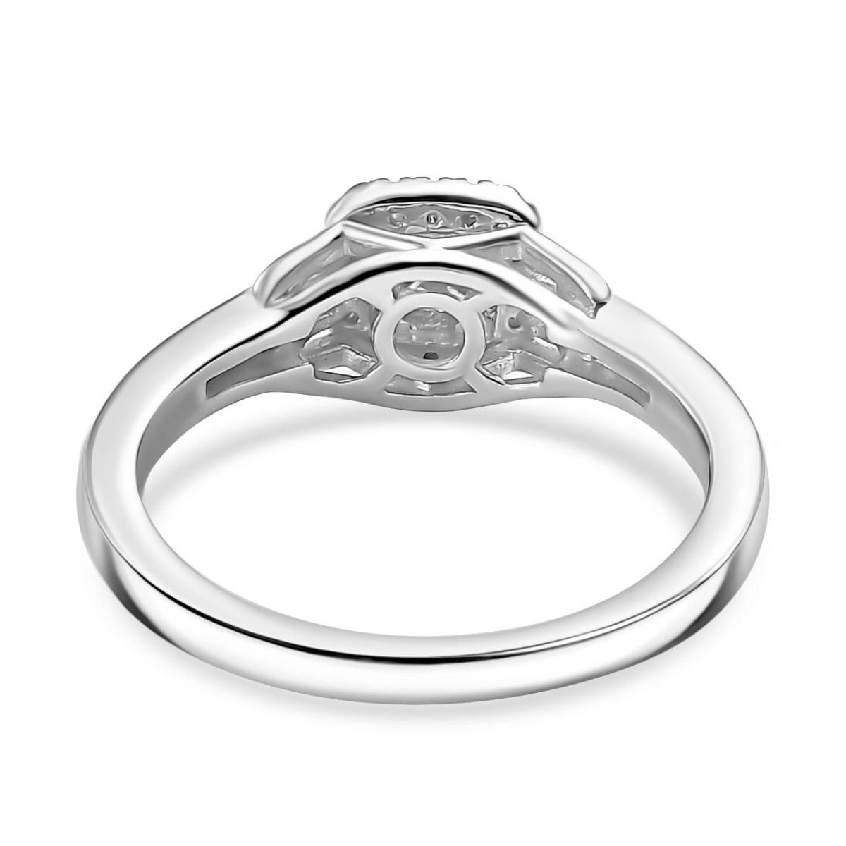 Luxuriant Lab Grown Blue and White Diamond VS-SI 0.35 ctw Promise Ring in Rhodium Over Sterling Silver (Size 9.0) image number 4