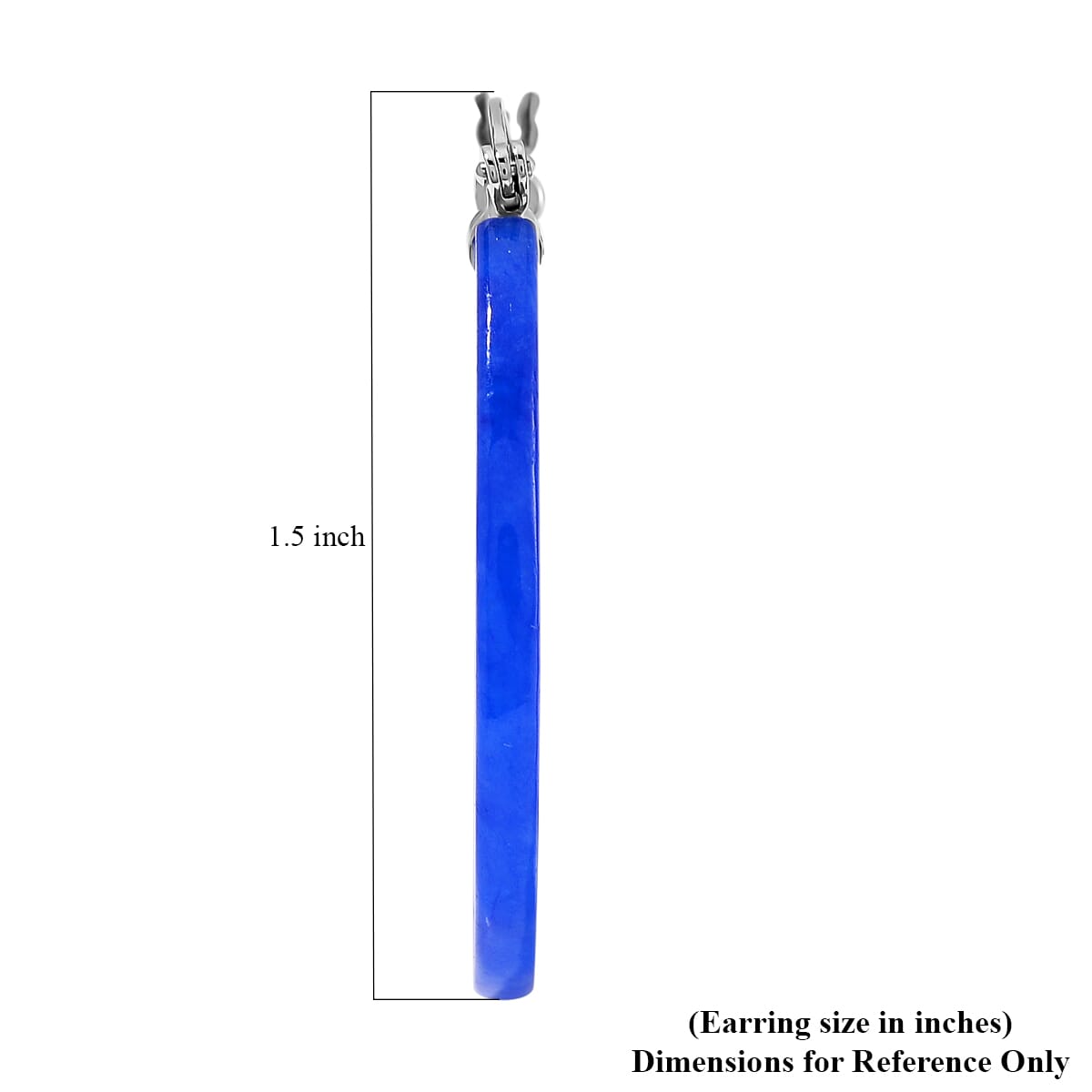 Blue Jade (D) 45.00 ctw Carved Crescent Earrings in Rhodium Over Sterling Silver image number 5