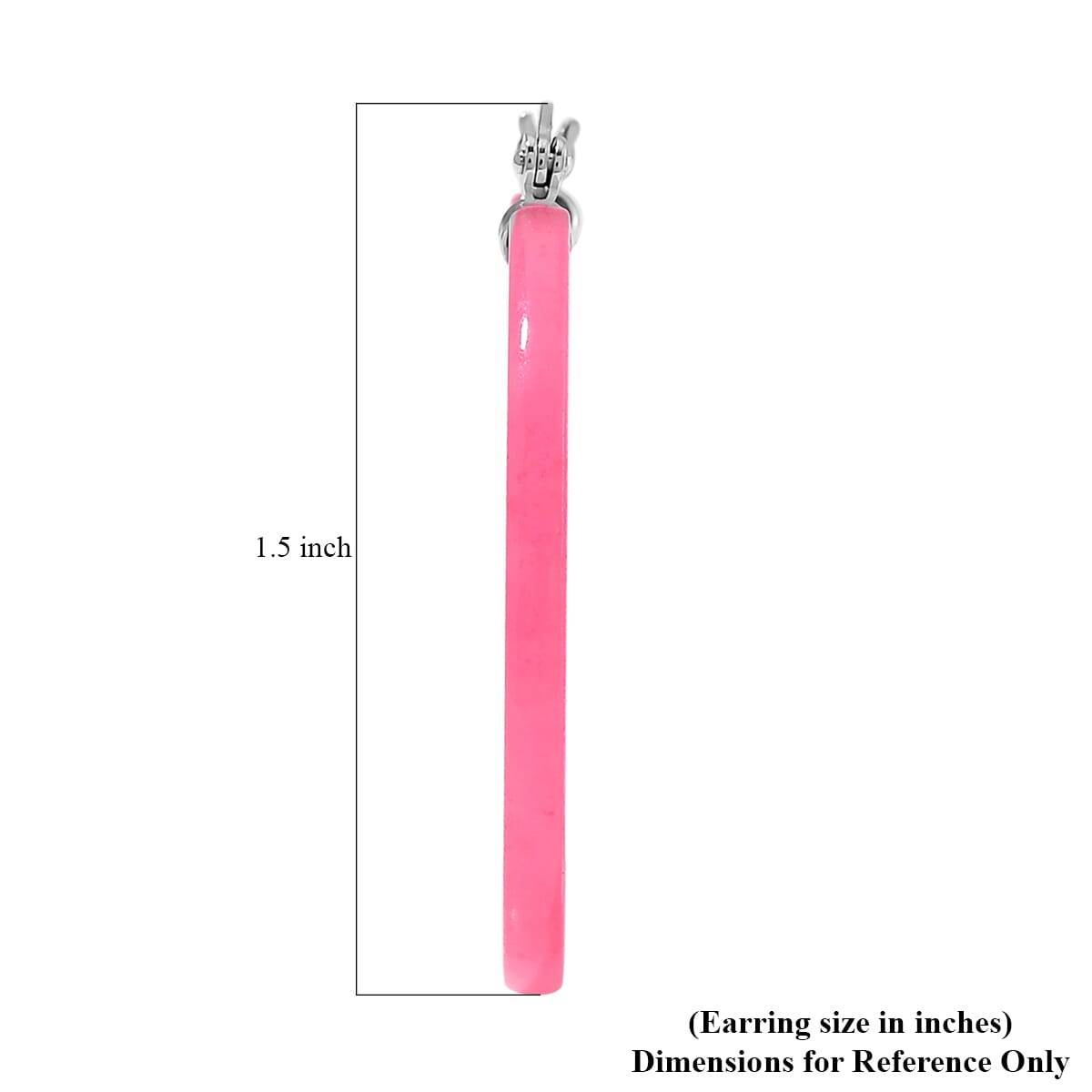 Pink Jade (D) 45.00 ctw Carved Crescent Earrings in Rhodium Over Sterling Silver image number 5