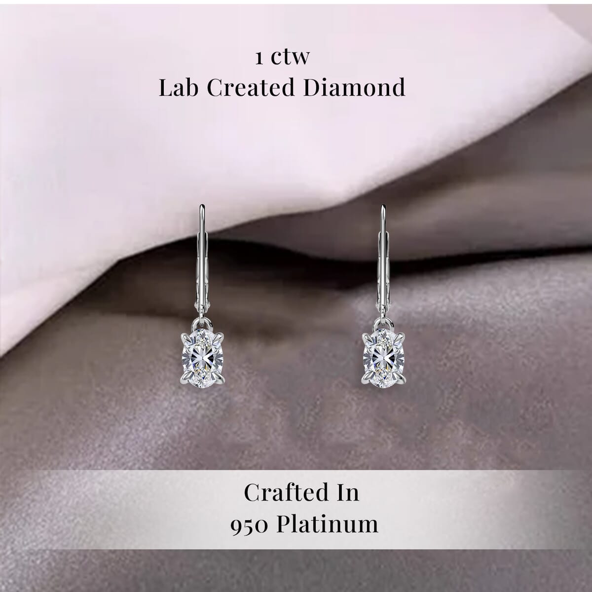 SGL Certified Luxuriant Lab Grown Diamond E-F VS 1.00 ctw Lever Back Earrings in 950 Platinum image number 2