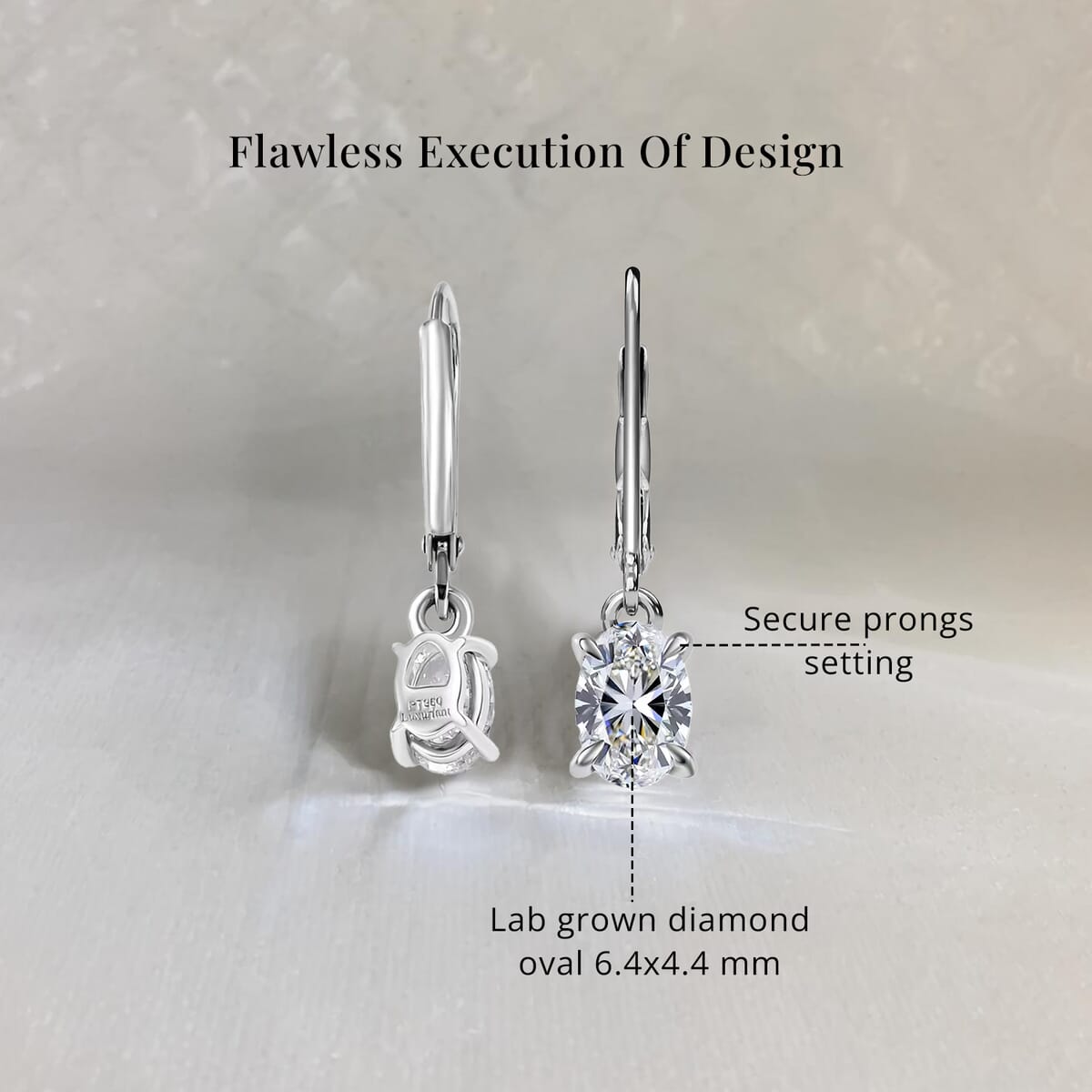 SGL Certified Luxuriant Lab Grown Diamond E-F VS 1.00 ctw Lever Back Earrings in 950 Platinum image number 5