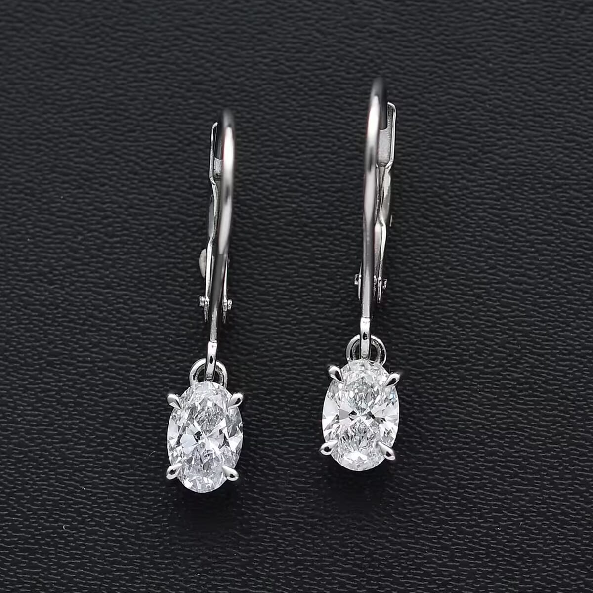 SGL Certified Luxuriant Lab Grown Diamond E-F VS 1.00 ctw Lever Back Earrings in 950 Platinum image number 7