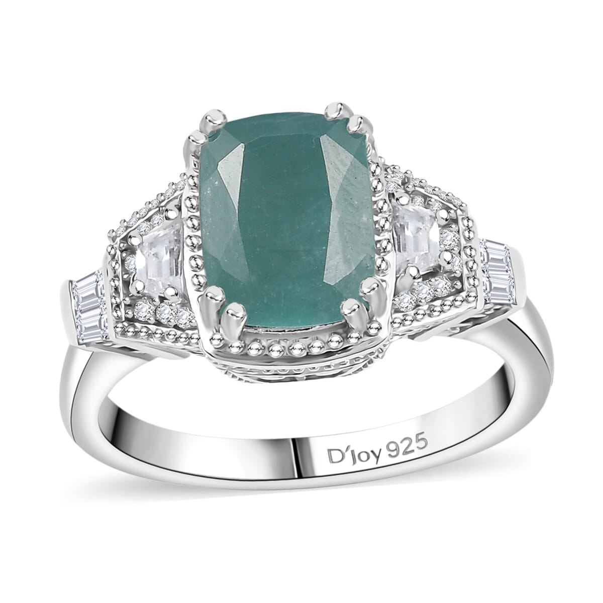 Grandidierite and White Zircon 2.75 ctw Aqua Majesty Ring in Rhodium Over Sterling Silver (Size 7.0) image number 0
