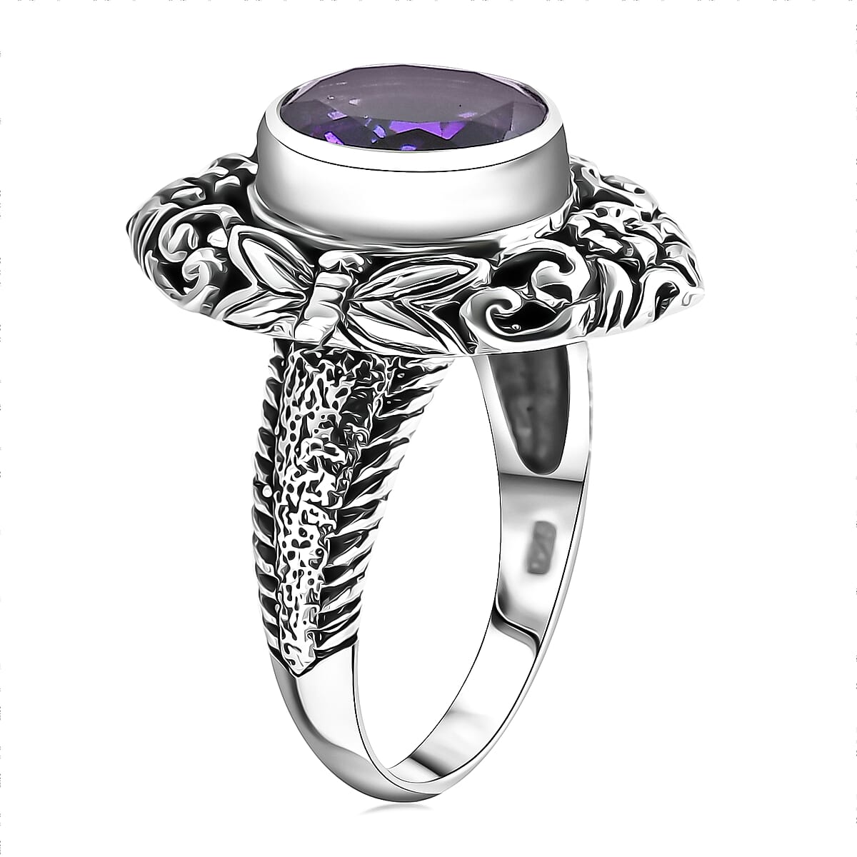 Bali Legacy Moroccan Rose 4.60 ctw Flower with Dragonfly Ring in Sterling Silver (Size 11.0) image number 3