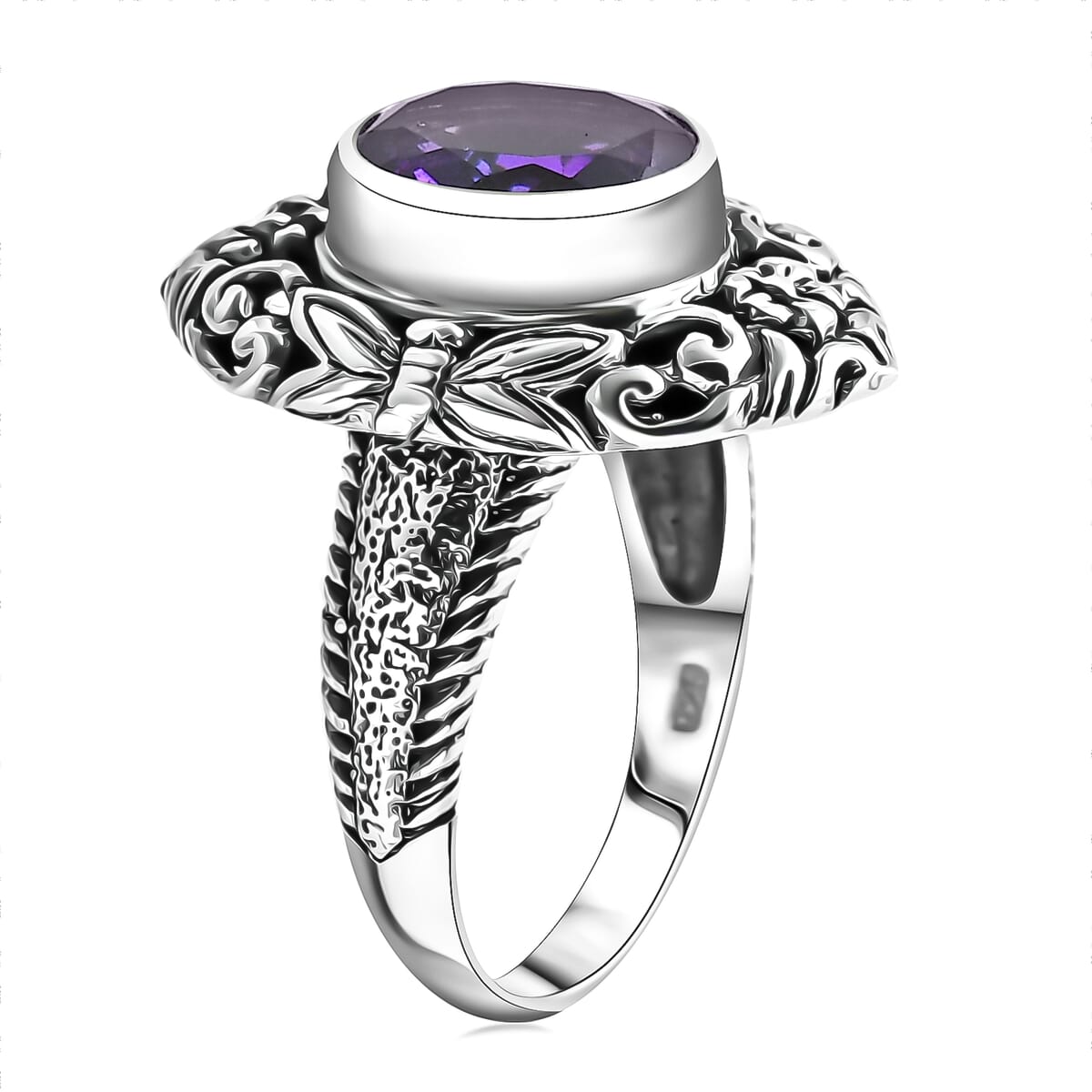 Bali Legacy Moroccan Rose 4.60 ctw Flower with Dragonfly Ring in Sterling Silver (Size 7.0) image number 3