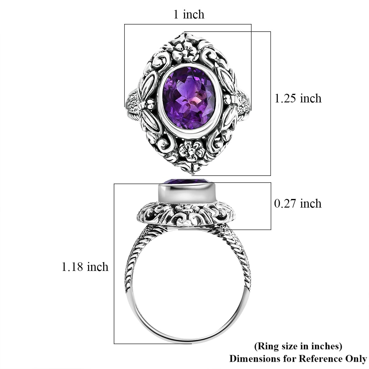Bali Legacy Moroccan Rose 4.60 ctw Flower with Dragonfly Ring in Sterling Silver (Size 7.0) image number 5