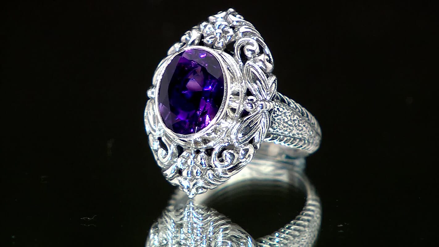 Bali Legacy Moroccan Rose Flower with Dragonfly Ring in Sterling Silver (Size 10.0) 4.60 ctw