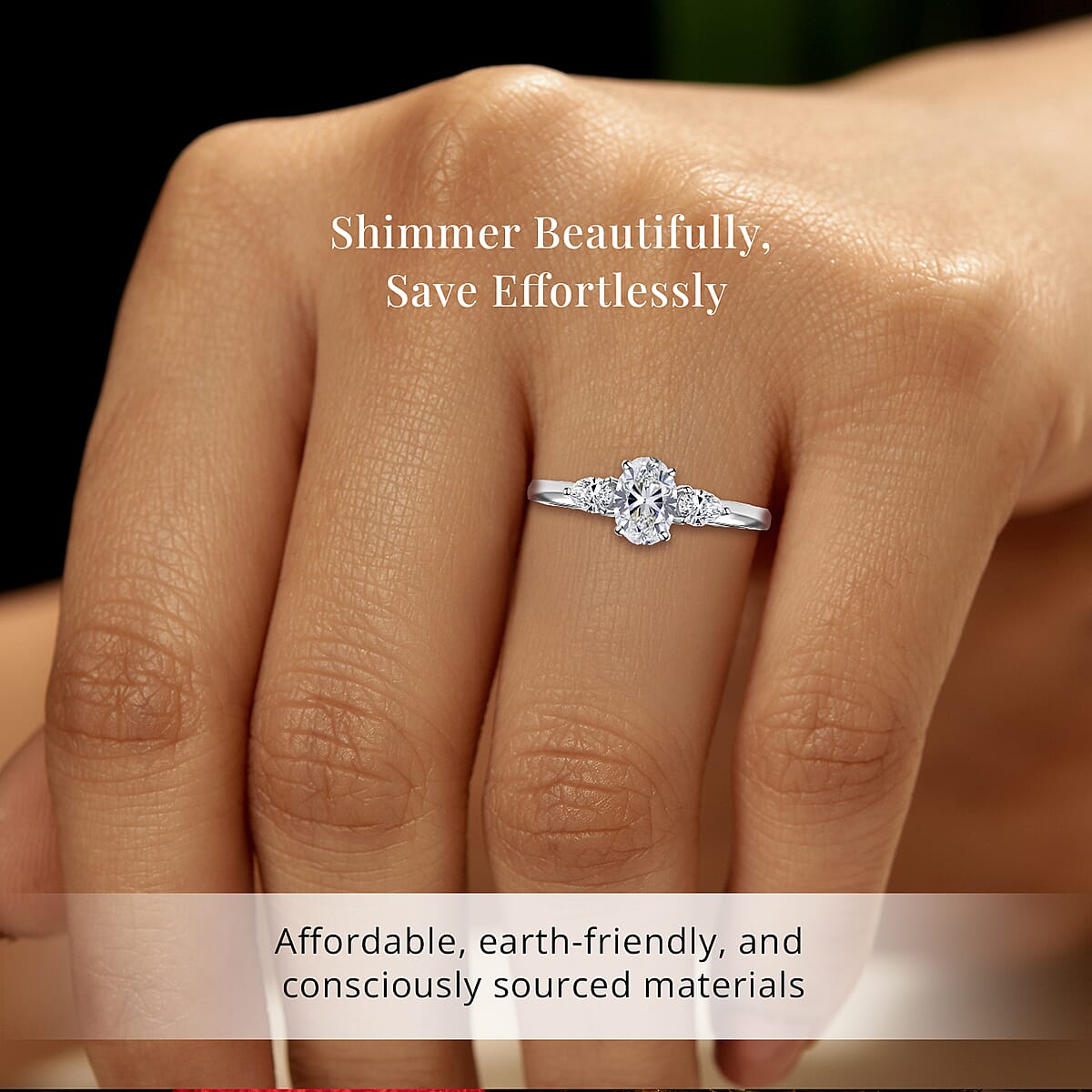 950 Platinum Luxuriant Lab Grown Diamond (E-F, VS) Wing Trinity Ring (Size 8.0) 1.00 ctw image number 1