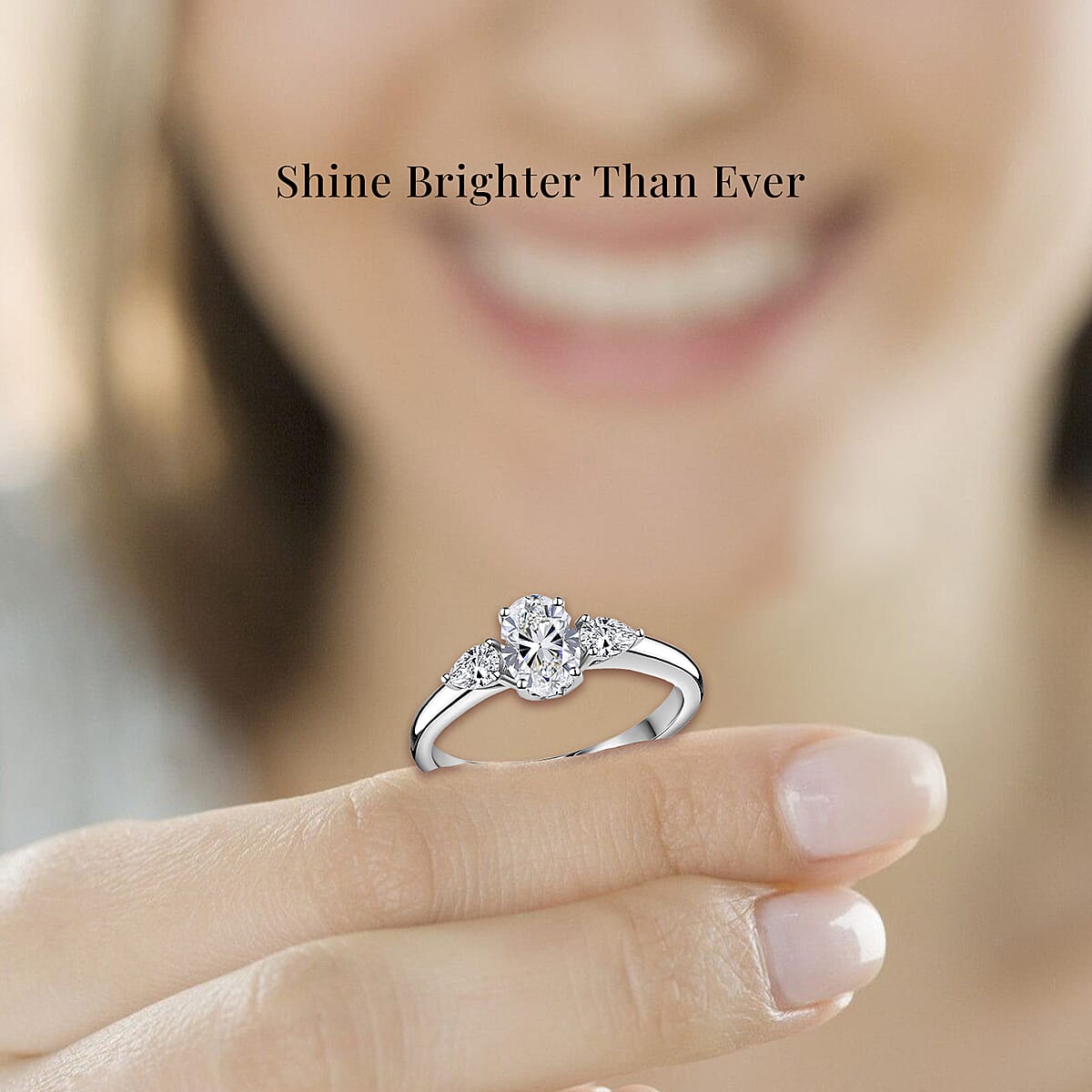 950 Platinum Luxuriant Lab Grown Diamond (E-F, VS) Wing Trinity Ring (Size 8.0) 1.00 ctw image number 4