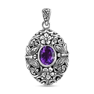 Bali Legacy Moroccan Rose 3.35 ctw Flower with Dragonfly Pendant in Sterling Silver
