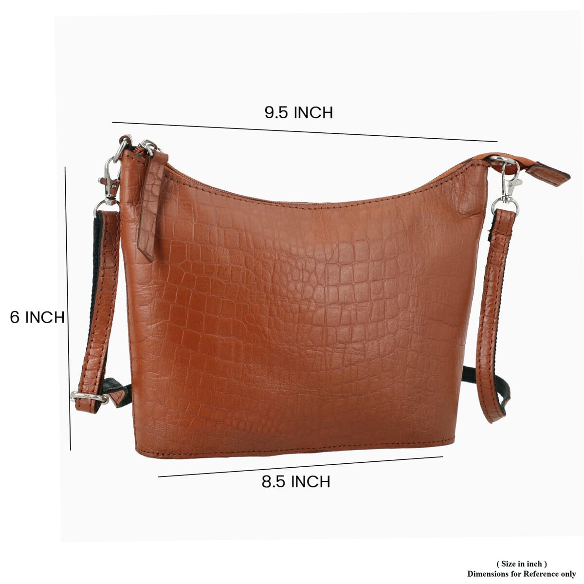 Orange Croco Embossed Genuine Leather Crossbody Bag image number 8
