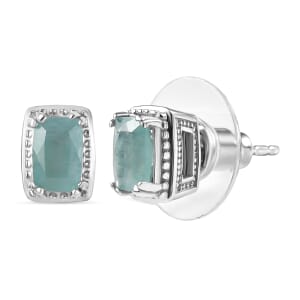 Grandidierite 1.15 ctw Aqua Majesty Earrings in Rhodium Over Sterling Silver