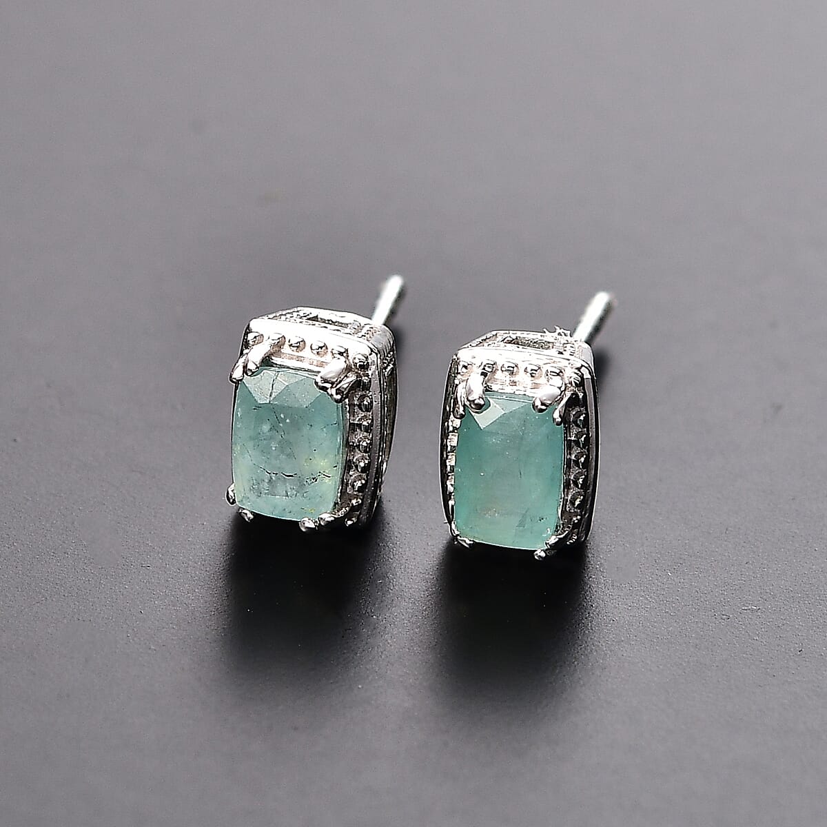 D'Joy Grandidierite 1.15 ctw Aqua Majesty Earrings in Rhodium Over Sterling Silver image number 1