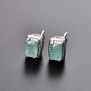 D'Joy Grandidierite 1.15 ctw Aqua Majesty Earrings in Rhodium Over Sterling Silver