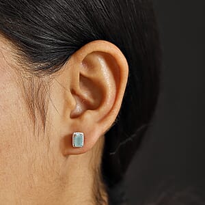 D'Joy Grandidierite 1.15 ctw Aqua Majesty Earrings in Rhodium Over Sterling Silver