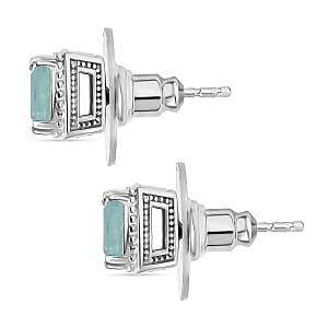 D'Joy Grandidierite 1.15 ctw Aqua Majesty Earrings in Rhodium Over Sterling Silver