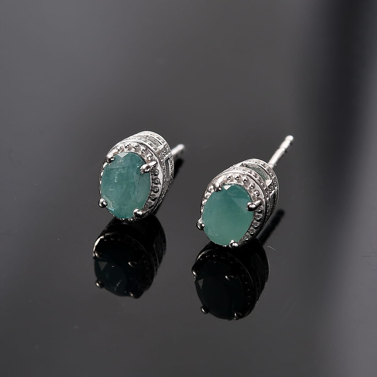 Grandidierite 1.50 ctw Aqua Majesty Earrings in Rhodium Over Sterling Silver image number 1