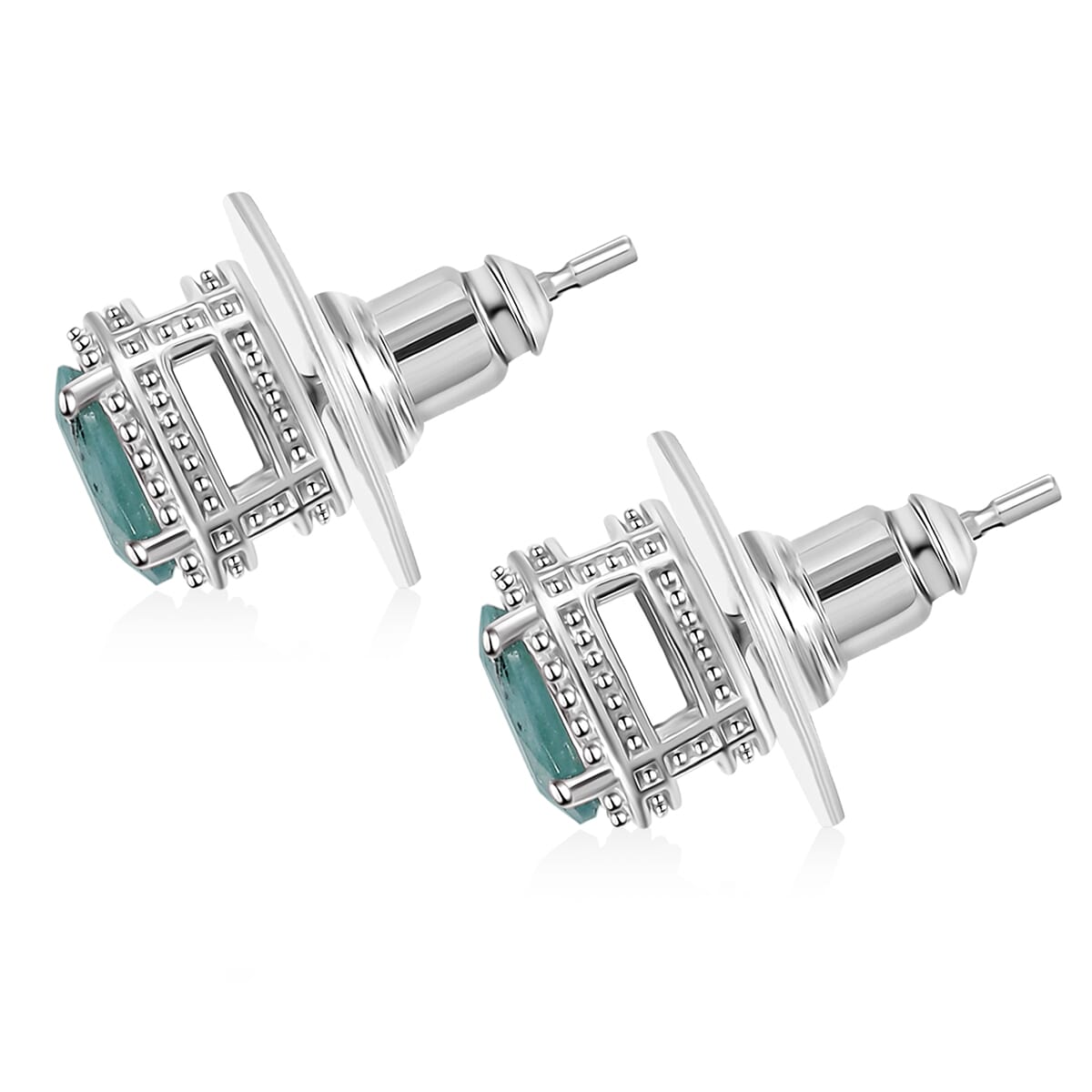 Grandidierite 1.50 ctw Aqua Majesty Earrings in Rhodium Over Sterling Silver image number 4