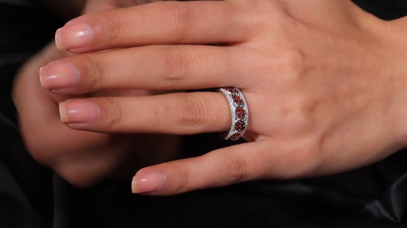 Karis Mozambique Garnet and White Zircon 1.00 ctw Ring in Platinum Bond (Size 10.0)