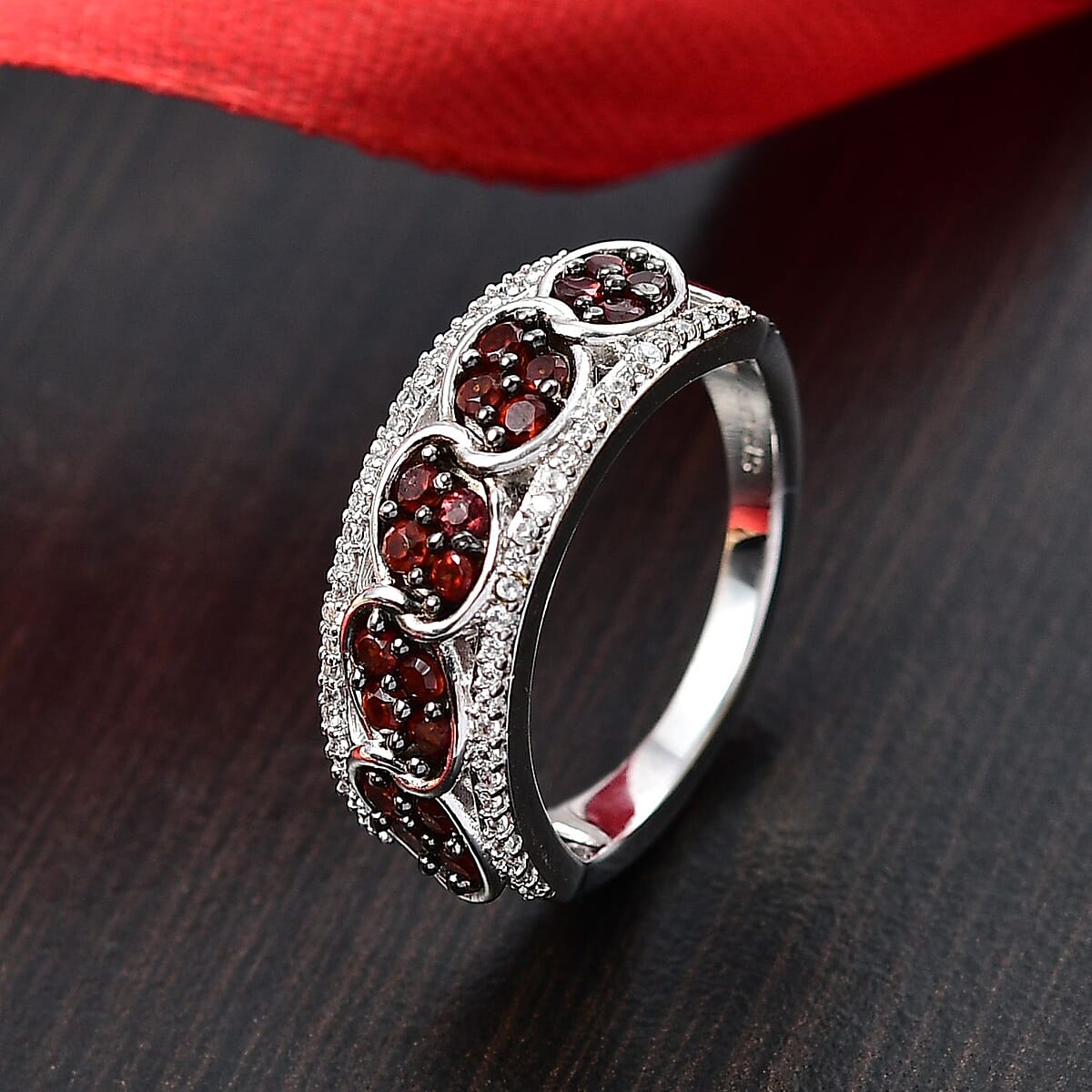 Karis Mozambique Garnet and White Zircon 1.00 ctw Ring in Platinum Bond (Size 10.0) image number 1