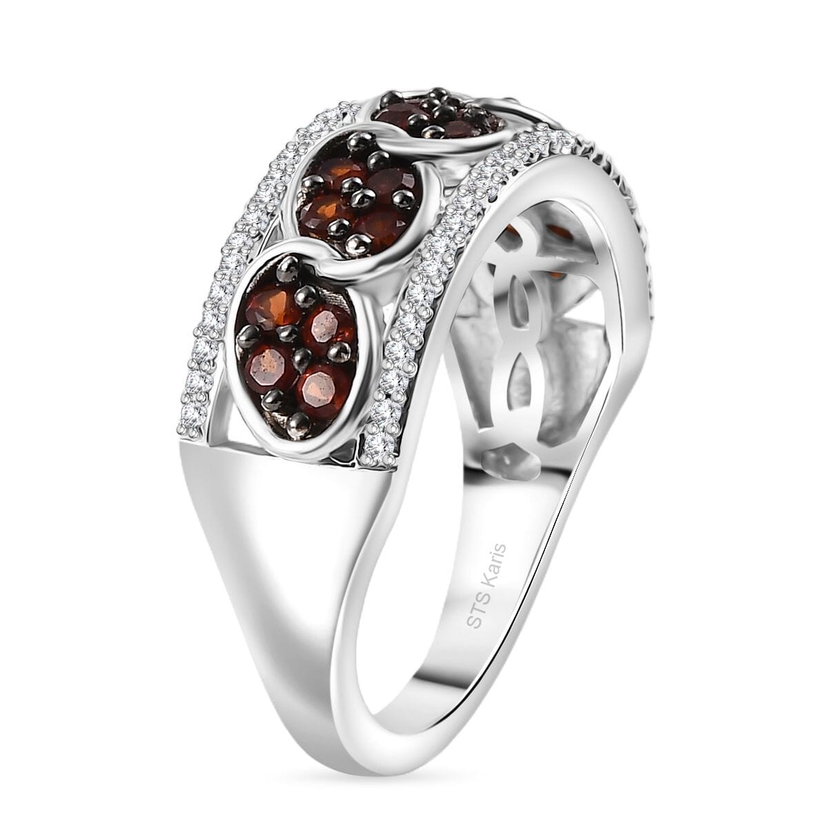 Karis Mozambique Garnet and White Zircon 1.00 ctw Ring in Platinum Bond (Size 6.0) image number 3