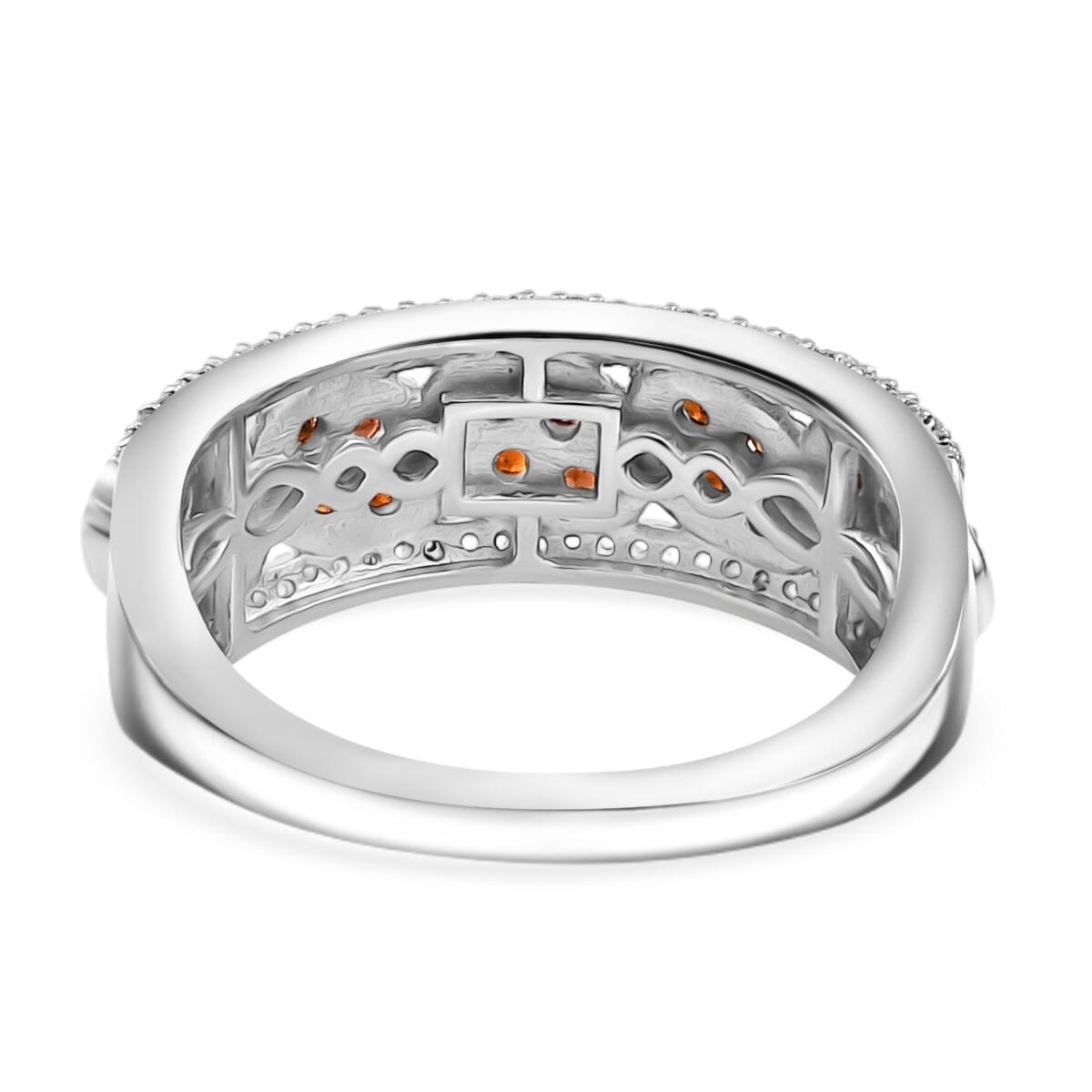 Karis Mozambique Garnet and White Zircon 1.00 ctw Ring in Platinum Bond (Size 6.0) image number 4
