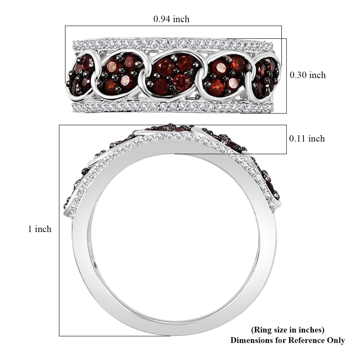 Karis Mozambique Garnet and White Zircon 1.00 ctw Ring in Platinum Bond (Size 6.0) image number 5