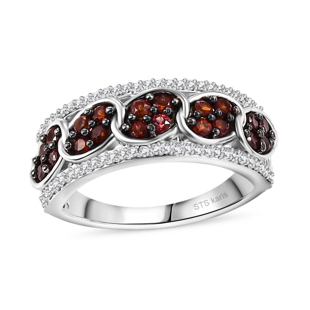 Karis Mozambique Garnet and White Zircon 1.00 ctw Ring in Platinum Bond (Size 8.0) image number 0