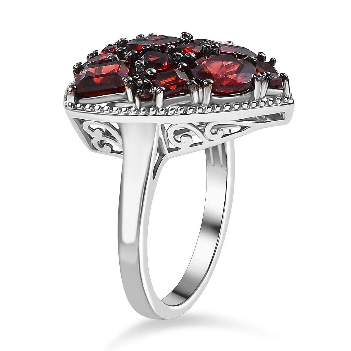 D'Joy Mozambique Garnet 4.60 ctw Trillion Shape Ring in Rhodium Over Sterling Silver (Size 6.0) image number 3