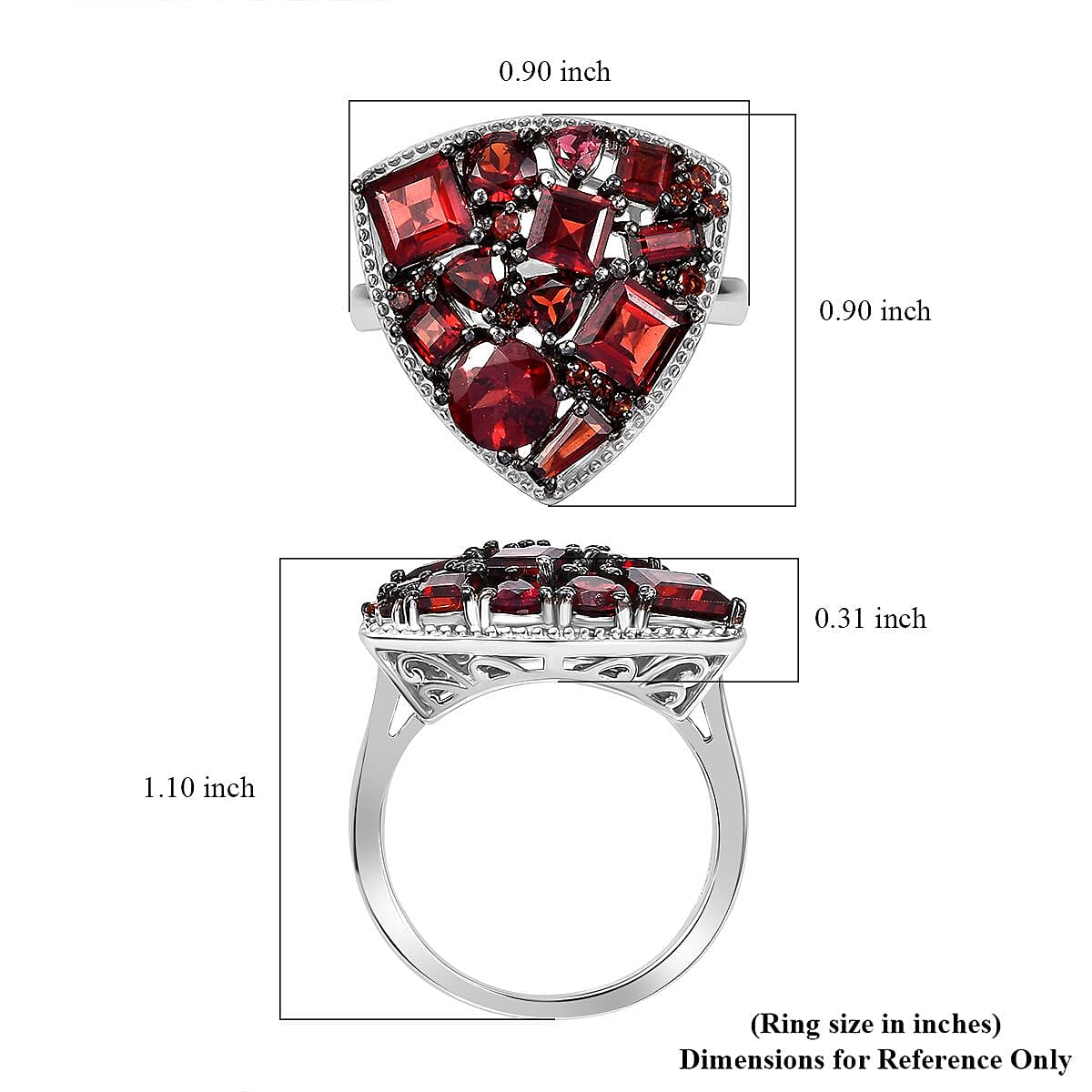 D'Joy Mozambique Garnet 4.60 ctw Trillion Shape Ring in Rhodium Over Sterling Silver (Size 6.0) image number 5