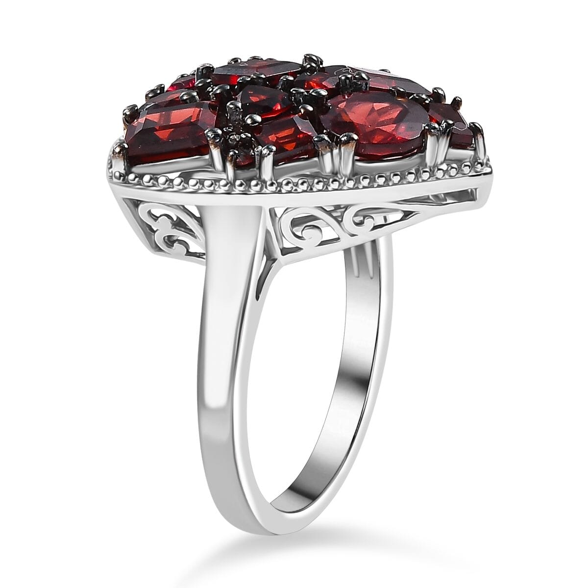 Mozambique Garnet 4.60 ctw Trillion Shape Ring in Rhodium Over Sterling Silver (Size 8.0) image number 3