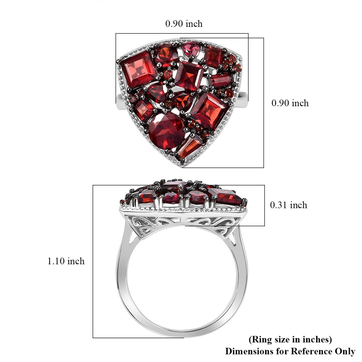 Mozambique Garnet 4.60 ctw Trillion Shape Ring in Rhodium Over Sterling Silver (Size 8.0) image number 5