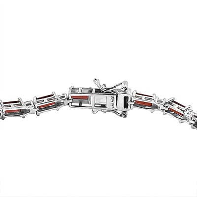 D'Joy Mozambique Garnet and White Zircon 12.75 ctw Bracelet in Rhodium Over Sterling Silver (7.25 In)