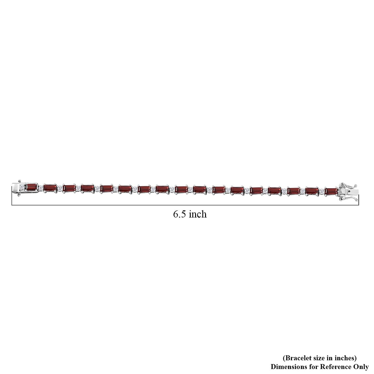 Mozambique Garnet and White Zircon 12.75 ctw Bracelet in Rhodium Over Sterling Silve (6.50 In)  image number 4