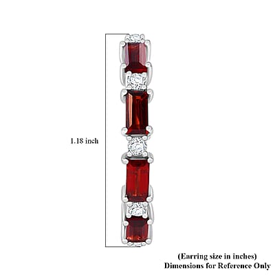D'Joy Mozambique Garnet and White Zircon 7.20 ctw Hoop Earring in Rhodium Over Sterling Silver