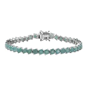 Grandidierite 11.85 ctw Wave Bracelet in Rhodium Over Sterling Silver (6.50 In)