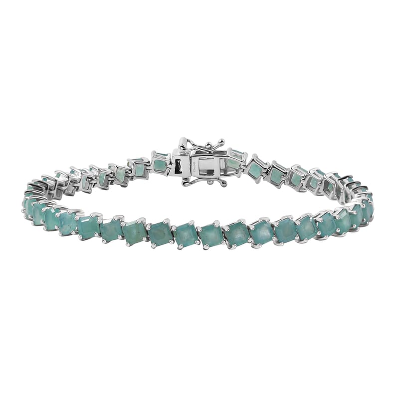Grandidierite 11.85 ctw Wave Bracelet in Rhodium Over Sterling Silver (6.50 In)