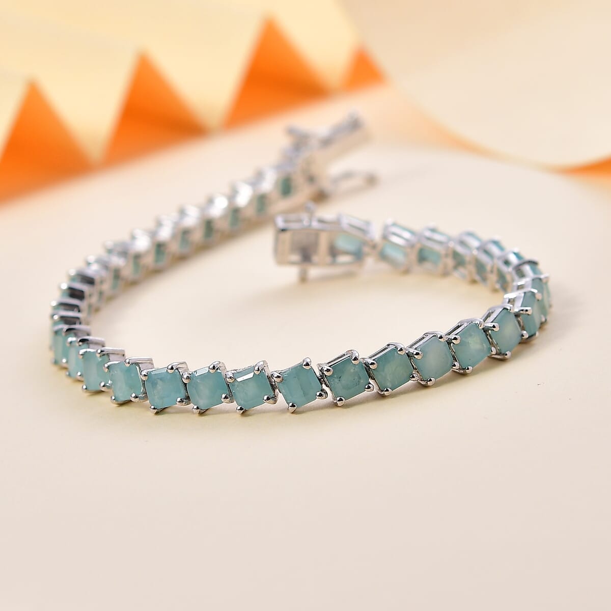 Grandidierite 14.25 ctw Wave Bracelet in Rhodium Over Sterling Silver (8.00 In) image number 1