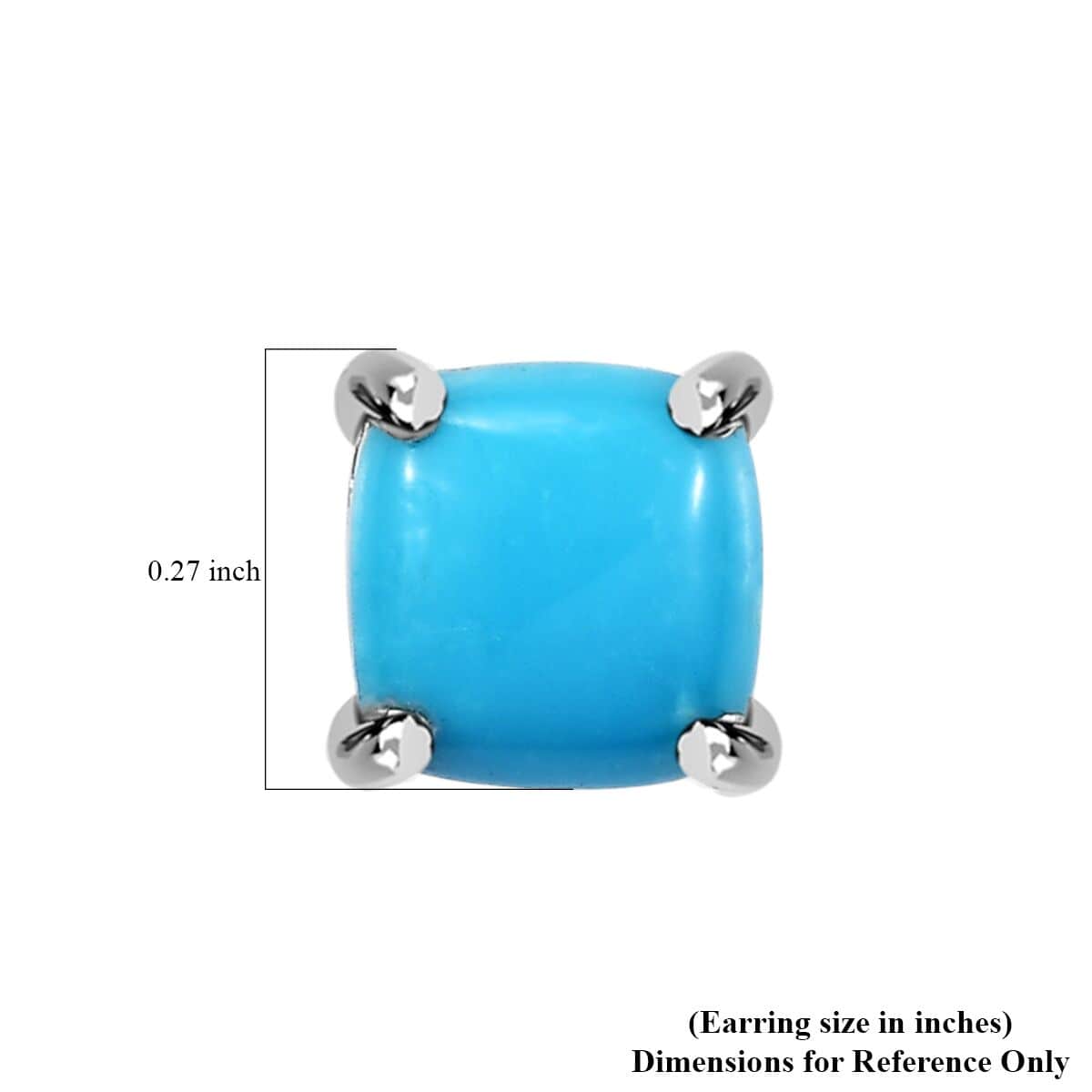 Premium Sleeping Beauty Turquoise 1.75 ctw Solitaire Stud Earrings in Platinum Over Sterling Silver image number 4