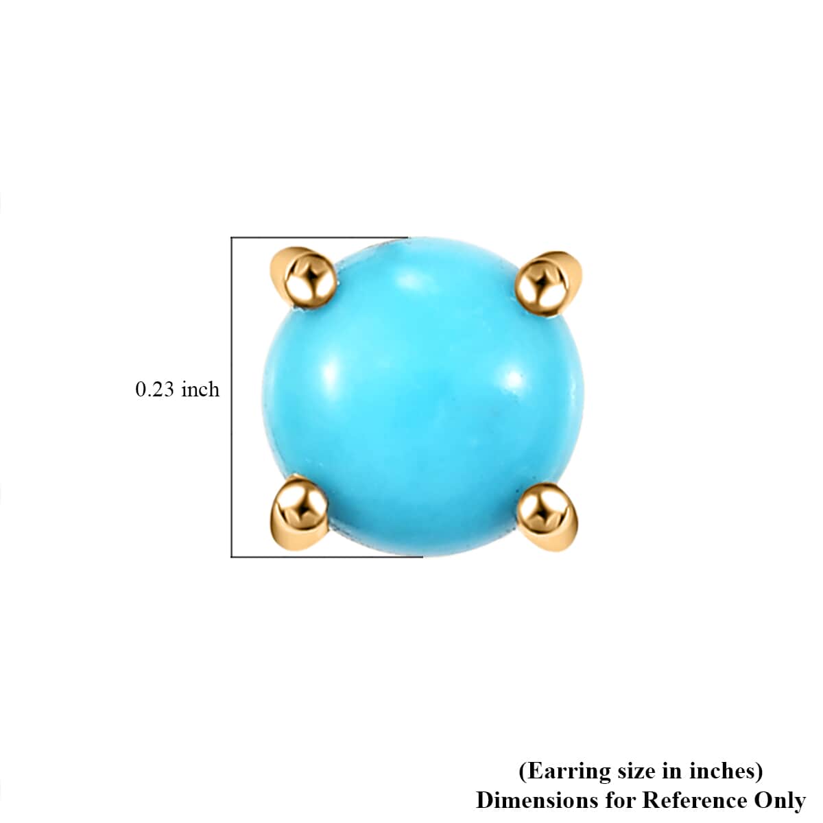 Premium Sleeping Beauty Turquoise 1.00 ctw Solitaire Stud Earrings in 18K Vermeil Yellow Gold Over Sterling Silver image number 4