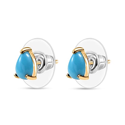D'Joy Premium Sleeping Beauty Turquoise 1.50 ctw Solitaire Stud Earring in 18K Vermeil Yellow Gold Over Sterling Silver