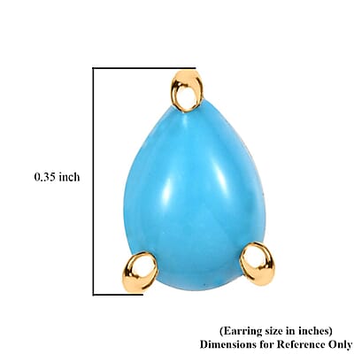 D'Joy Premium Sleeping Beauty Turquoise 1.50 ctw Solitaire Stud Earring in 18K Vermeil Yellow Gold Over Sterling Silver