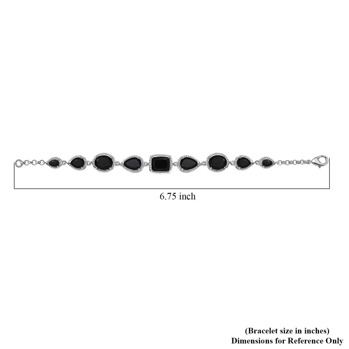 Karis California Black Jade 15.70 ctw Bracelet in Platinum Bond (6.50 In) image number 4
