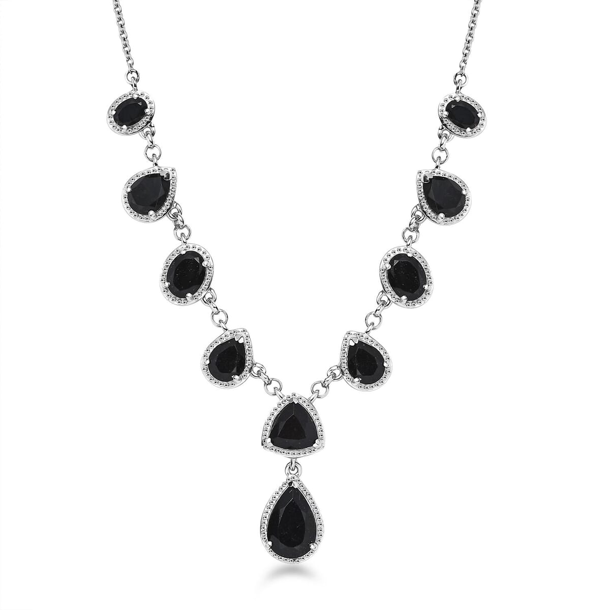 Karis California Black Jade 13.40 ctw Necklace in Platinum Bond 18-20 Inches image number 0