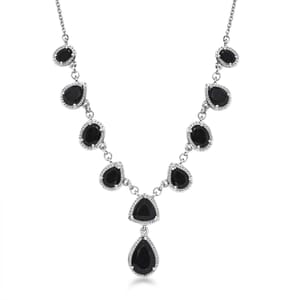 Karis California Black Jade 13.40 ctw Necklace in Platinum Bond 18-20 Inches
