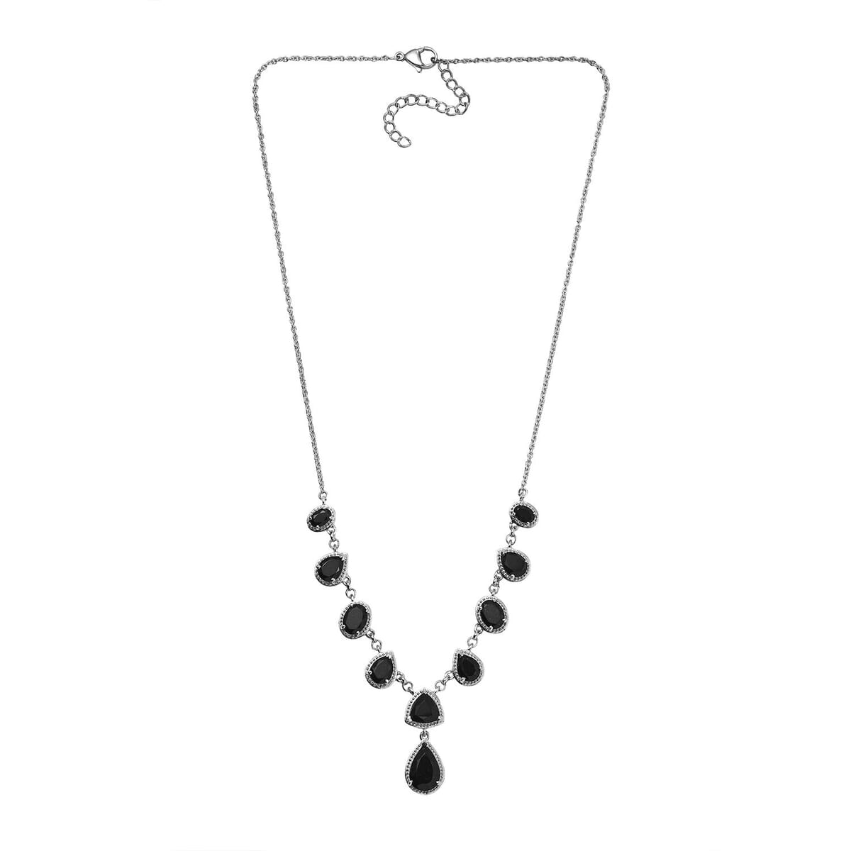 Karis California Black Jade 13.40 ctw Necklace in Platinum Bond 18-20 Inches image number 3