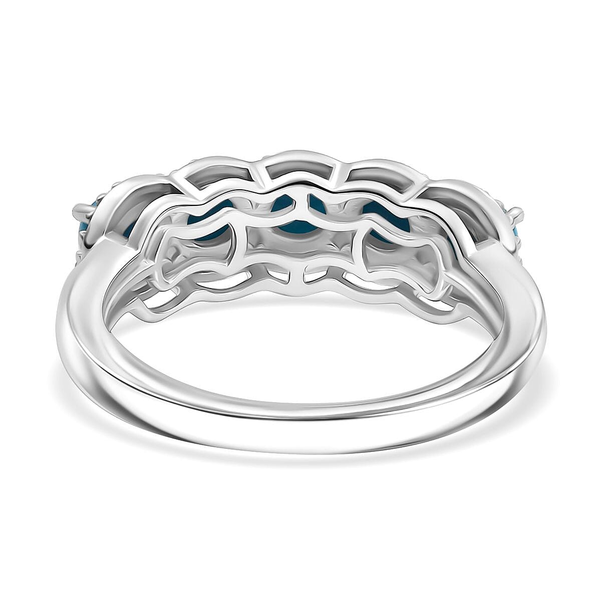 D'Joy Sleeping Beauty Turquoise 1.40 ctw 5 Stone Ring in Platinum Over Sterling Silver (Size 5.0)