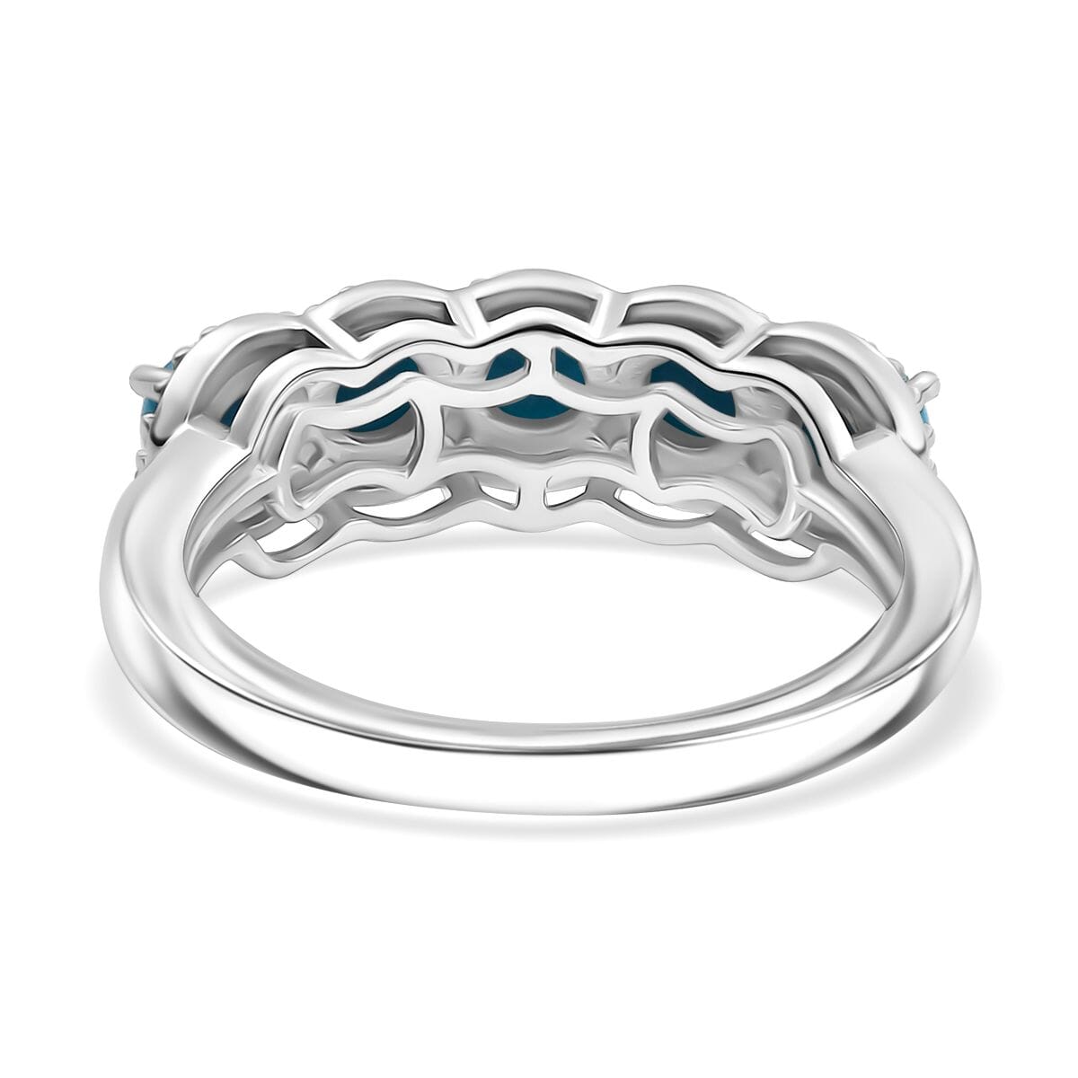 Sleeping Beauty Turquoise 1.40 ctw 5 Stone Ring in Platinum Over Sterling Silver (Size 6.0) image number 4