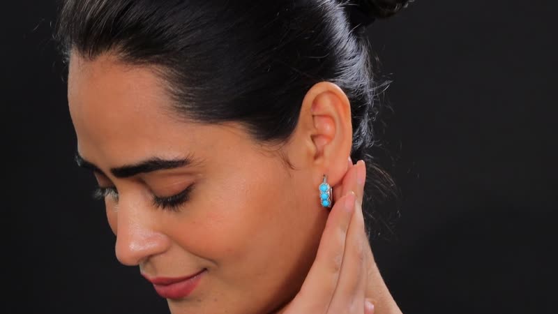 D'Joy Sleeping Beauty Turquoise 1.75 ctw Hoop Earring in Platinum Over Sterling Silver